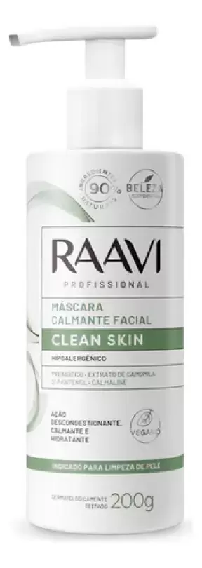 Máscara Calmante Facial Clean Skin Raavi 200g