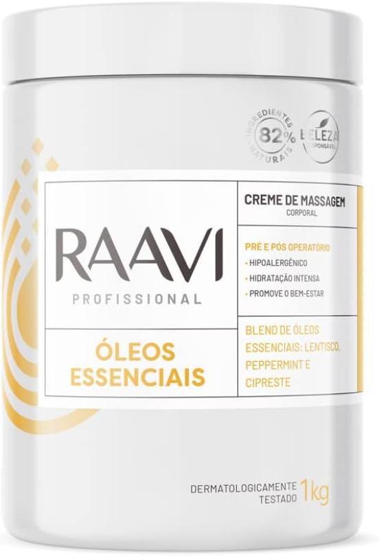 Creme De Massagem Óleos Essenciais Raavi 1kg