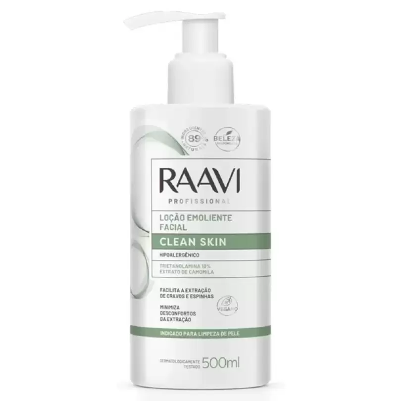 Loção Emoliente Facial Clean Skin Raavi 500 ml